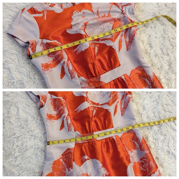 NWT Carolina Herrera Orange & Pearl Gray silk blend dress size 10 - Picture 11 of 12